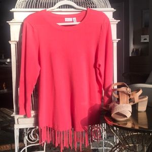 Women’s pink fringe lightweight sweater